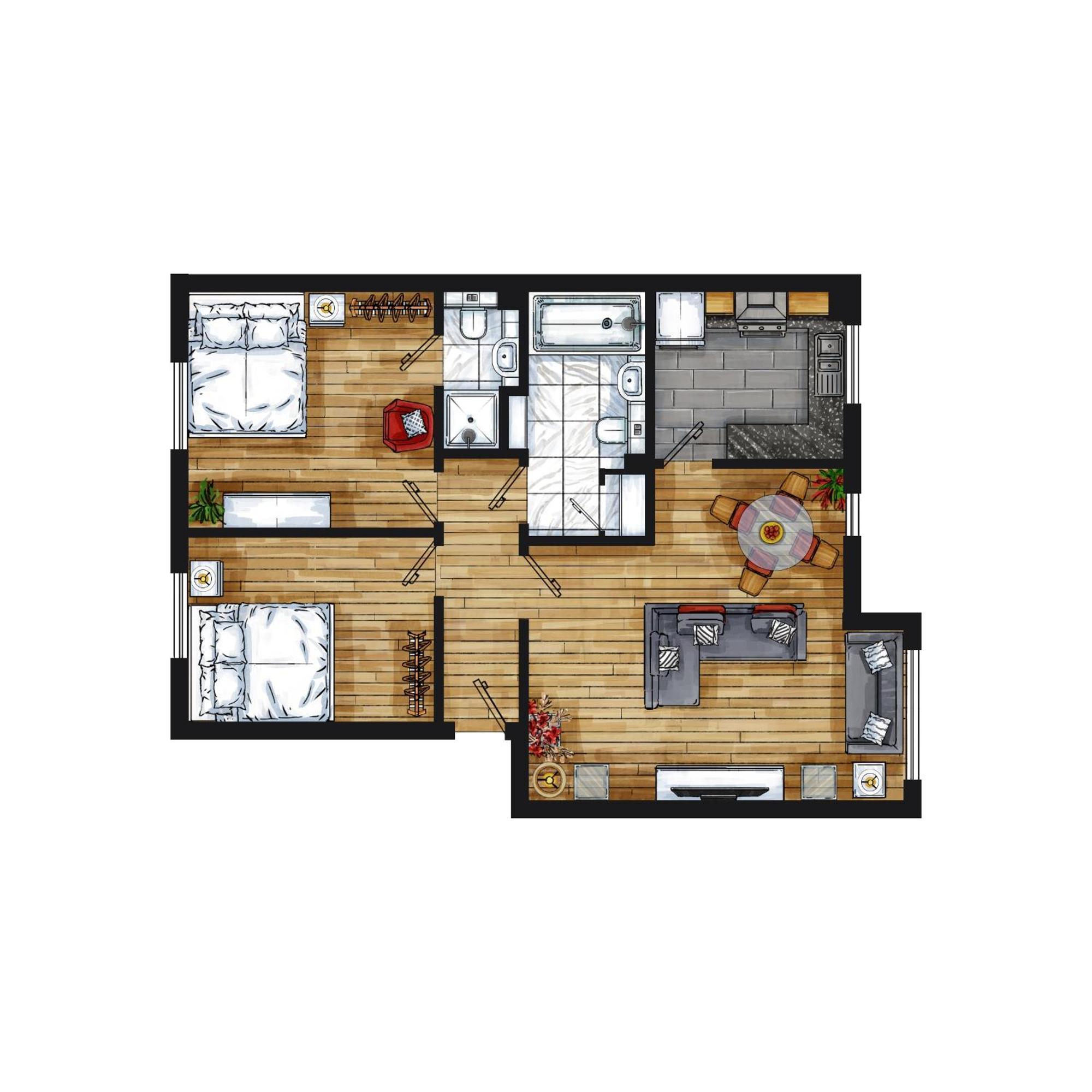 Apartment Skyline Haven - Modern 2b, Parking, Wifi & 4ktv *