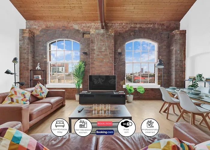 Large Industrial Style 2 Bedroom Apartment Short Term Rental & Flexible Renting Canary Wharf With Free Wifi
