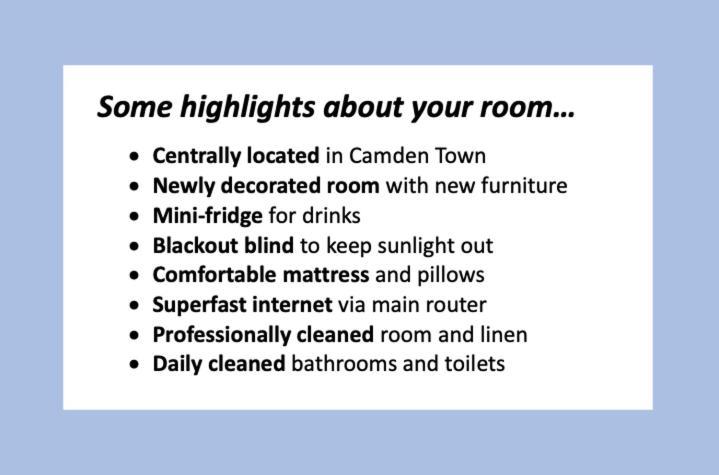 Stylish 1-minute Walk To Camden Town Metro, Shops, Cafes, Bars & Restaurants With Shared Bathrooms Privatunterkunft *