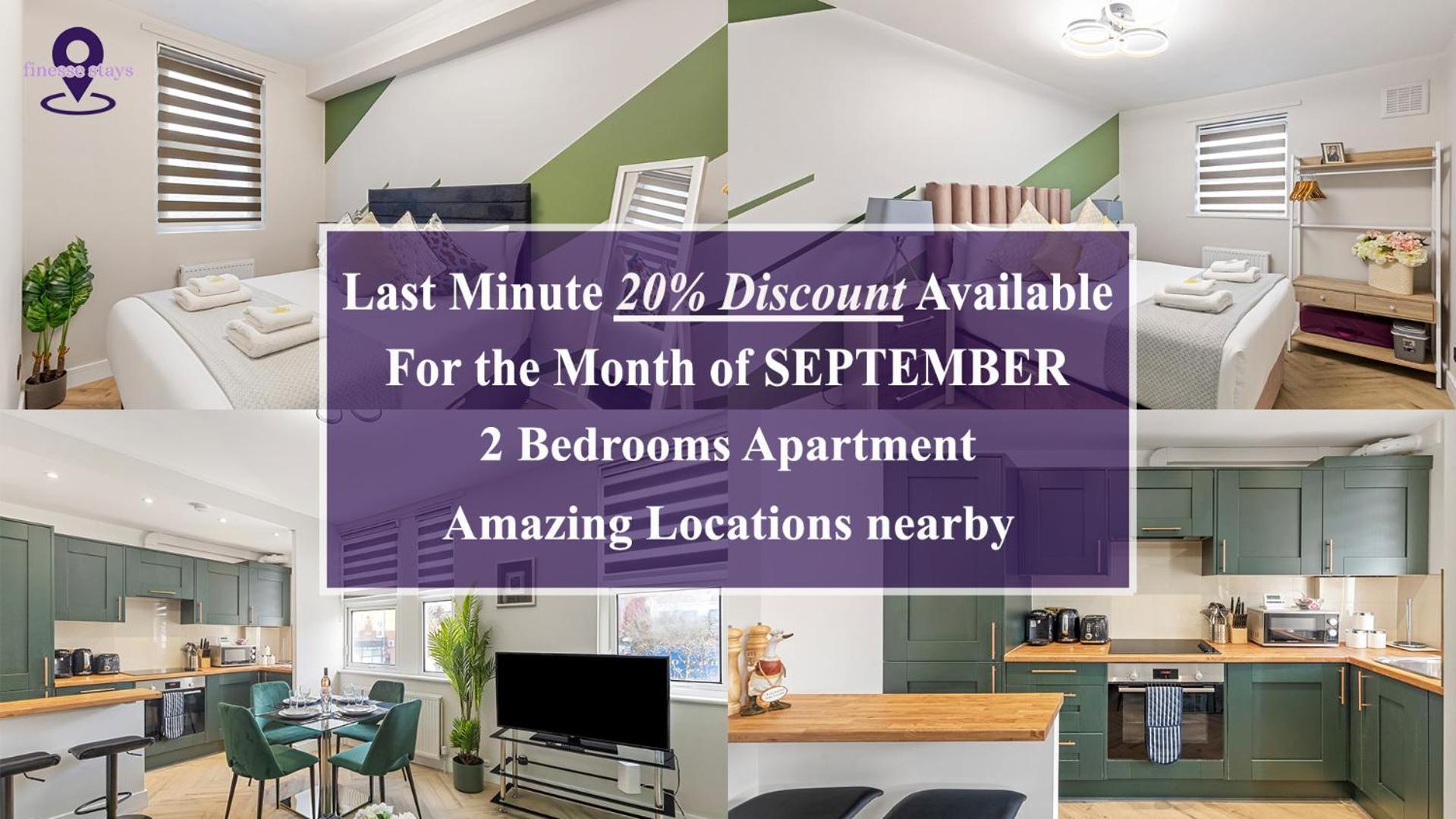 Last-minute Secure ! Limited Time L Exclusive On 2 Bedroom, High Spec Luxury Flat By Finesse Short Lets & Serviced With Free Wifi * London